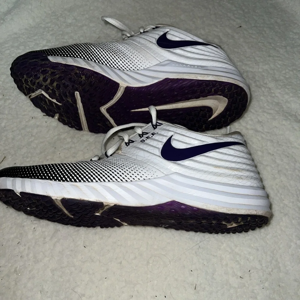 TCU Horned Frogs‎ Nike Trout Turf Cleat Men's 9.5 White/Purple Promo Sample Rare